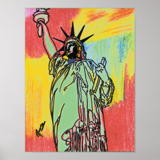 Poster Aquarelle colorée moderne Lady Liberty Pop Art