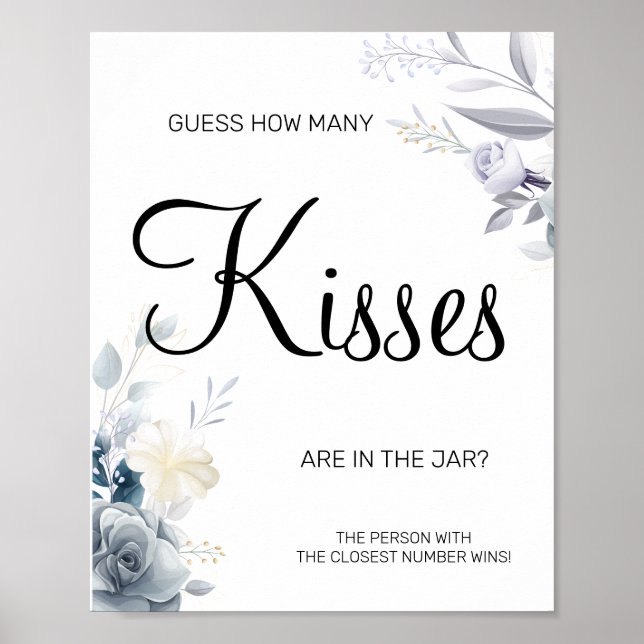 Poster Aquarelle Combien de baisers Douche nuptiale signe (Devant)