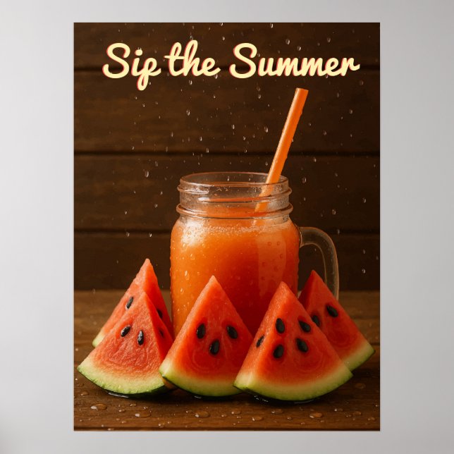 Poster Aquarelle Conception de fruits - Modèle arrière bl (Devant)