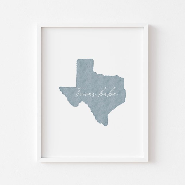 Poster Aquarelle couleur boho bleu Texas babe print (Créateur téléchargé)