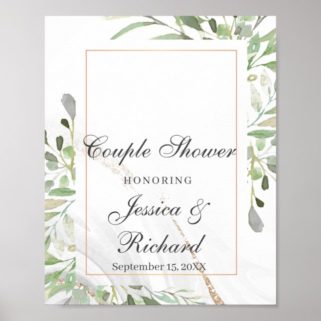 Poster Aquarelle Couple Douche de bienvenue Panneau d'aff (Devant)