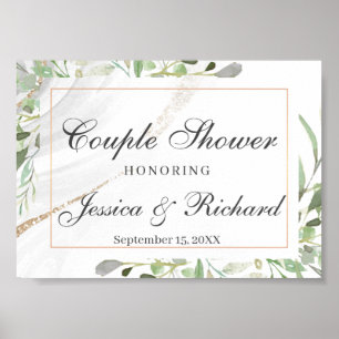 Poster Aquarelle Couple Douche de bienvenue Panneau d'aff