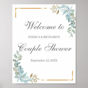 Poster Aquarelle Couple Douche de bienvenue Panneau d'aff