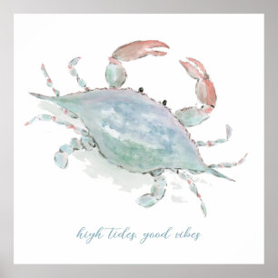 Poster Aquarelle Crabe côtier