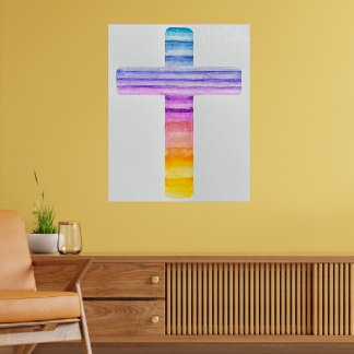 Poster Aquarelle Croix/ Art de la Croix/ Art Chrétien/ Jé