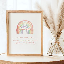 Poster Aquarelle Cute Pastel Baby shower arc-en-ciel Favo