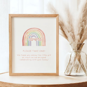 Poster Aquarelle Cute Pastel Baby shower arc-en-ciel Favo
