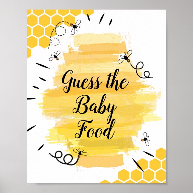 Poster Aquarelle d'abeille Guess the Baby Food Sign (Devant)