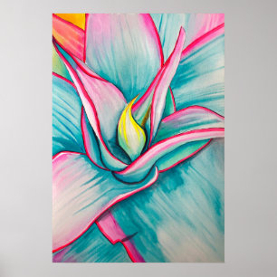 Poster Aquarelle d'agave succulent art