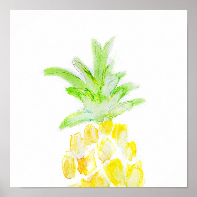 Poster Aquarelle d'ananas tropical (Devant)