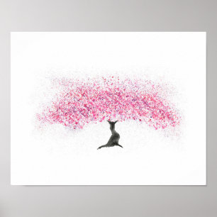 Poster Aquarelle d'arbre de fleurs de cerisier