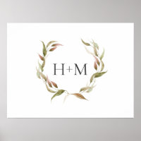 Aquarelle d'automne Laurel Wreath et Monogramme