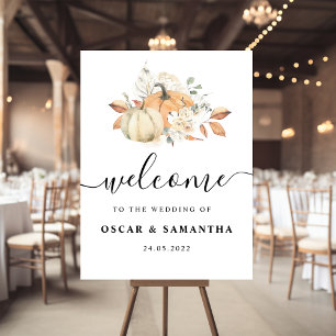 Poster Aquarelle d'automne moderne Citrouilles & Fleurs