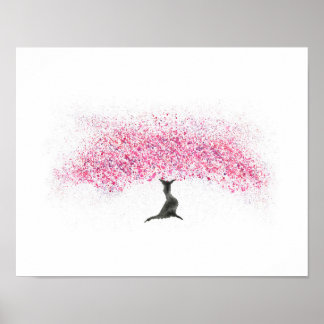 Poster Aquarelle de cerisier en fleurs
