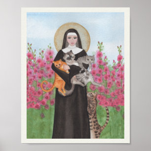 Poster Aquarelle de chat Perse Noir Aqua Vase