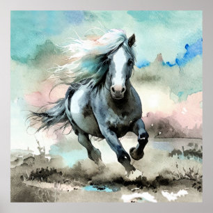 Poster Aquarelle de cheval de trait majestueux