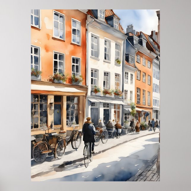 Poster Aquarelle de Copenhague (Devant)