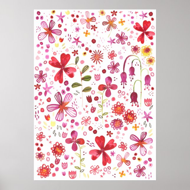 Poster Aquarelle de fleurs sauvages (Devant)