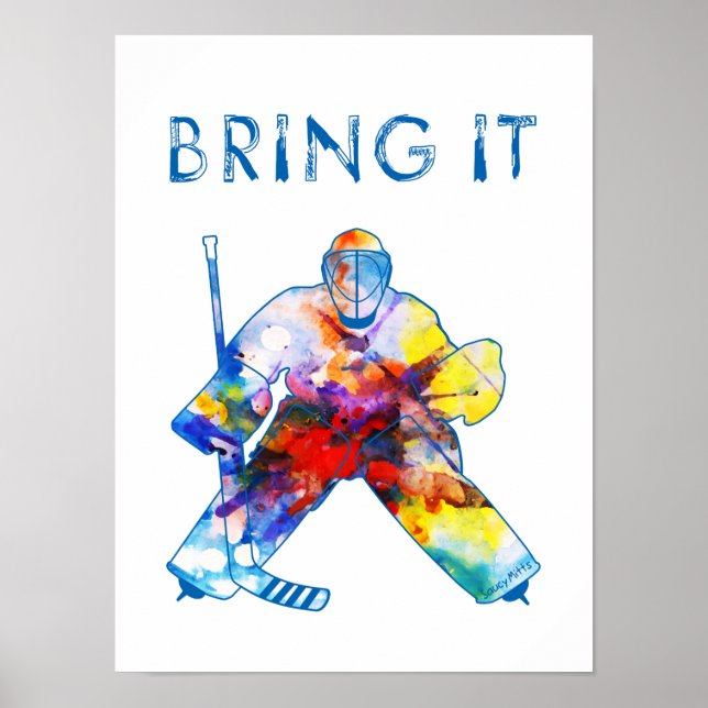 Poster Aquarelle de hockey Goalie (Devant)
