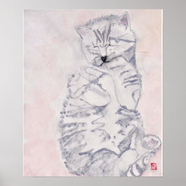 Poster Aquarelle de Kitten par Karen Poppy - Imprimer (Ma (Devant)