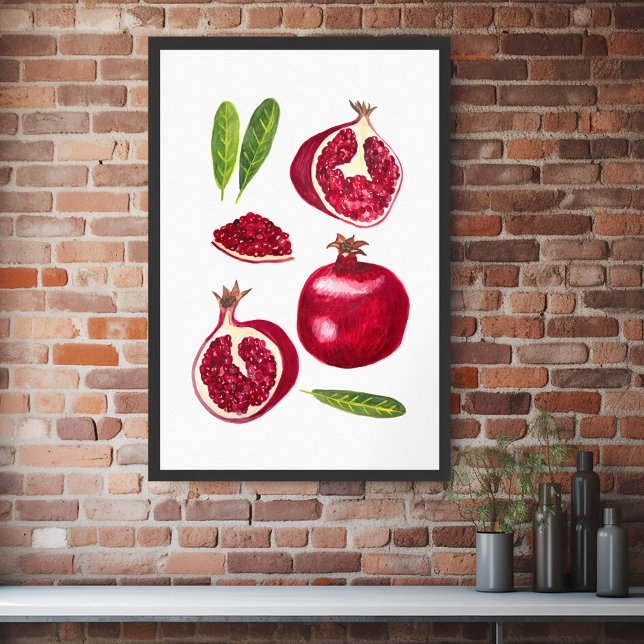 Poster Aquarelle de la grenade (Pomegranate Fruity Watercolor Art Poster
)