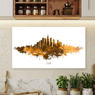 Poster Aquarelle de la skyline de Chicago, paysage urbain