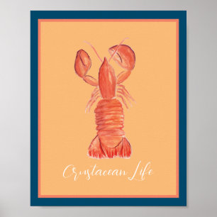 Poster Aquarelle de langouste de homard