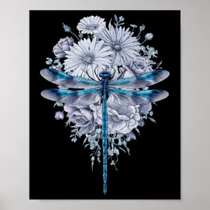 Poster Aquarelle de libellules bleues L'art Insecte la Te