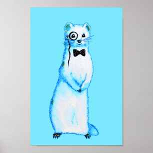 Poster Aquarelle de monsieur de furet avec la cravate