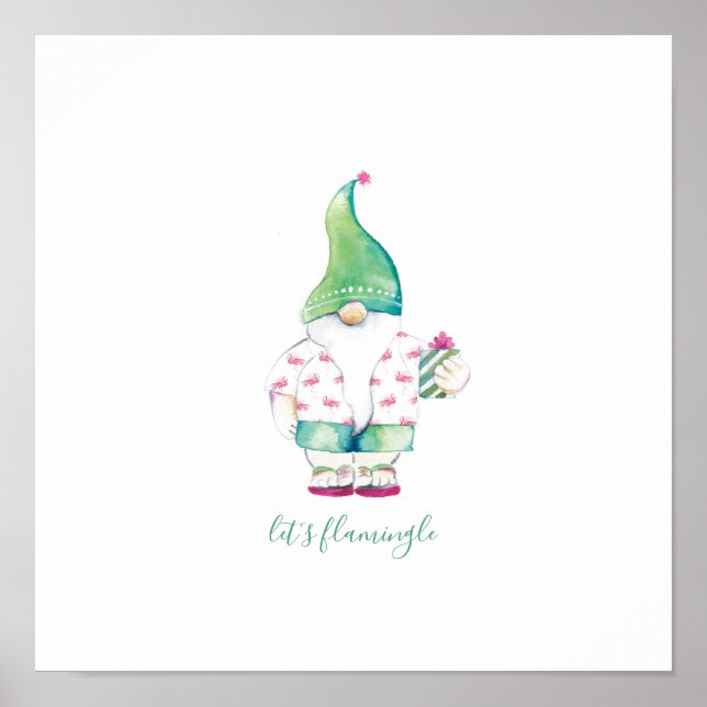 Poster Aquarelle de Noël tropicale (Devant)