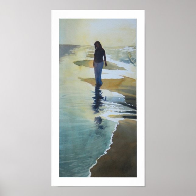 Poster Aquarelle de plage "Autre endroit heureux" (Devant)
