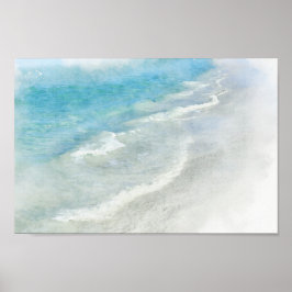 Poster Aquarelle de plage de sable blanc - Turquoise Aqua