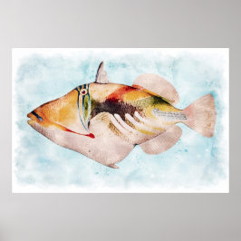 Poster Aquarelle de poisson-trigre hawaïen