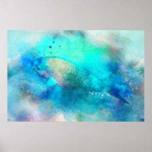 Poster Aquarelle de poisson tropical hawaïen - poisson pe