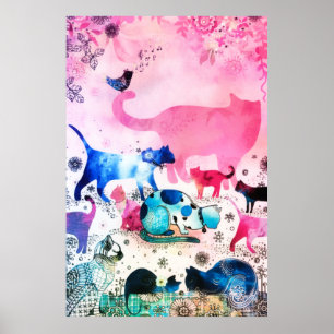 Poster Aquarelle de rose d'art de parties scintillantes