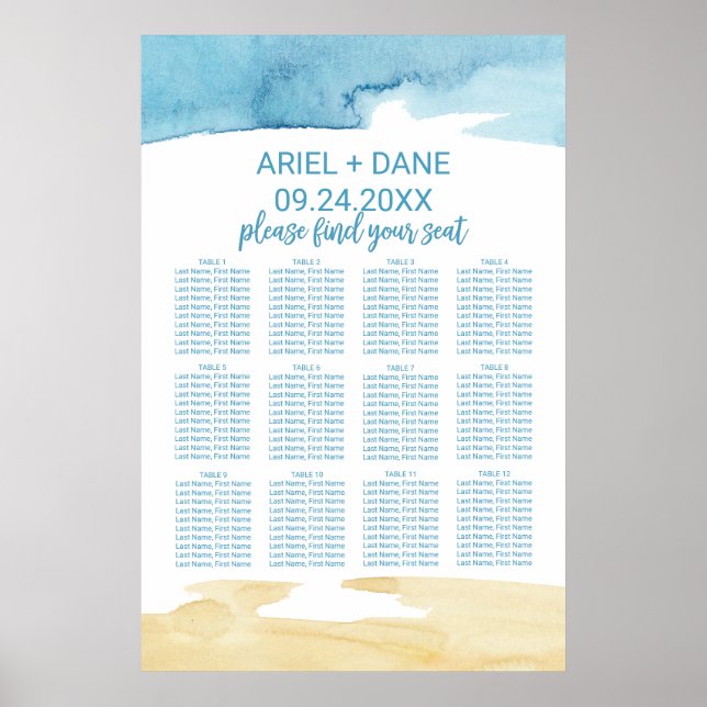 Poster Aquarelle de sable et de mer (Devant)