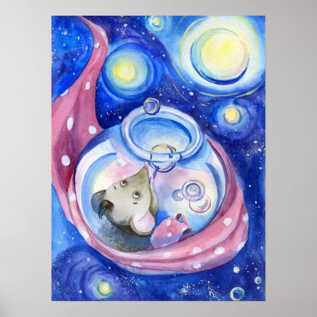 Poster Aquarelle de souris cartonnée (Devant)