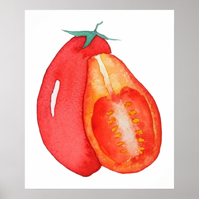 Poster aquarelle de tomate de raisin rouge (Devant)