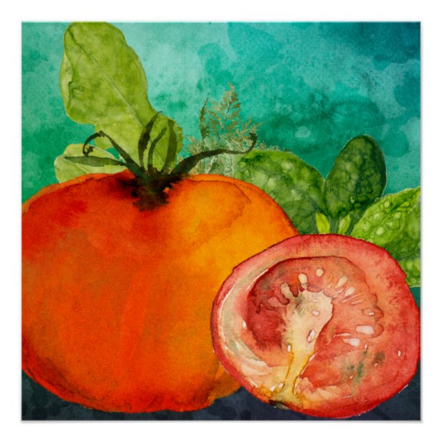 Poster Aquarelle de tomate par ozias (Devant)