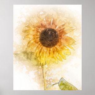 Poster Aquarelle de tournesol