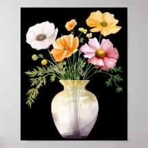 Aquarelle des fleurs de vase imprimable