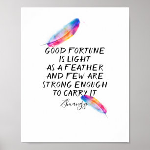 Poster aquarelle design plumes art avec devis zen
