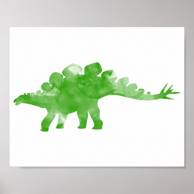 Poster Aquarelle Dino Dinosaur Baby Boy Nursery Imprimer (Devant)