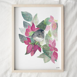 Poster Aquarelle d'Oiseau foncé Junco