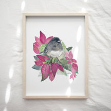 Aquarelle d'Oiseau foncé Junco
