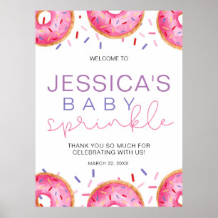 Poster Aquarelle Donuts bébé fille aspersion douche