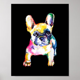 Poster Aquarelle d'origine main Français Bulldog Cadeau