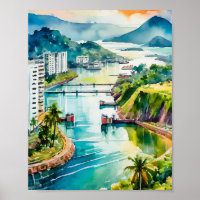 Aquarelle du canal de Panama