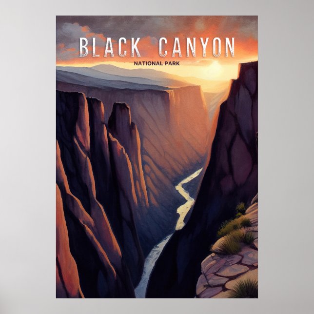 Poster Aquarelle du canyon noir (Devant)