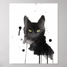 aquarelle du chat noir